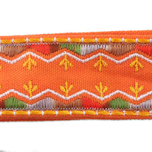 Load image into Gallery viewer, Rayon Embroidered Orange and Red Cotton Belt with Tassels - Tangerine Tassels | NOVICA
