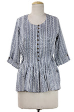 Load image into Gallery viewer, Artisan Crafted 100% Cotton Blouse in Grey and White - Dancing Bubbles in Grey | NOVICA
