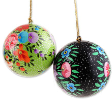 Load image into Gallery viewer, Hand Painted Multicolored Floral Ornaments (Set of 4) - Kashmir Valley Ornaments | NOVICA
