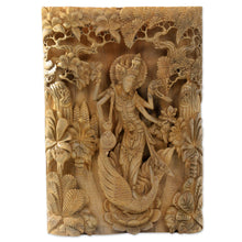 Load image into Gallery viewer, Balinese Hand Carved Relief Panel of the Goddess Saraswati - Hindu Goddess Saraswati | NOVICA
