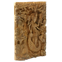 Load image into Gallery viewer, Balinese Hand Carved Relief Panel of the Goddess Saraswati - Hindu Goddess Saraswati | NOVICA
