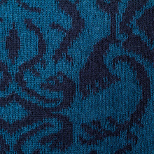 Load image into Gallery viewer, Turquoise and Blue Reversible Alpaca Blend Jacquard Scarf - Turquoise and Blueberry | NOVICA
