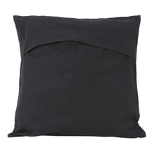 Load image into Gallery viewer, 2 Black Cotton Floral Cushion Covers Chainstitch Embroidery - Midnight Marigolds | NOVICA
