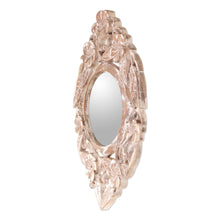 Load image into Gallery viewer, Hand-Carved Wood Round Floral Wall Mirror from Bali - Jembrana Frangipani | NOVICA

