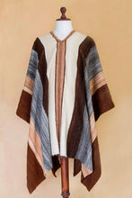 Load image into Gallery viewer, Men&#39;s Andean 100% Alpaca Handwoven Poncho in Earth Shades - Andean Celebration | NOVICA
