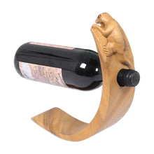Load image into Gallery viewer, Lizard Theme Hand Carved Brown Wood Wine Bottle Holder - Brown Balinese Lizard | NOVICA

