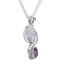 Load image into Gallery viewer, India Handcrafted Amethyst and Rainbow Moonstone Necklace - Colorful Curves | NOVICA
