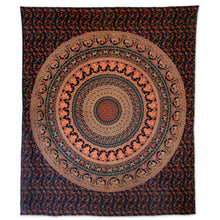 Load image into Gallery viewer, Navy Blue Mandala Cotton Printed Bohemian Style Wall Hanging - Majestic Mandala | NOVICA
