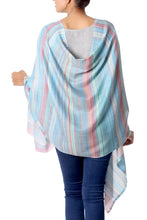 Load image into Gallery viewer, Indian Hand Loom 100% Wool Shawl in Blue, Red, Green Stripes - Intense Stripes | NOVICA
