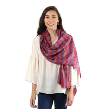 Load image into Gallery viewer, Colorful Zigzag Wool Shawl Handloomed in Indian - Poppy Romance | NOVICA

