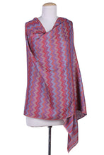 Load image into Gallery viewer, Colorful Zigzag Wool Shawl Handloomed in Indian - Poppy Romance | NOVICA
