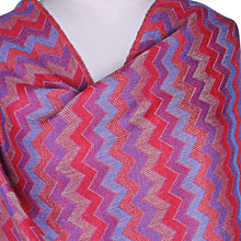 Load image into Gallery viewer, Colorful Zigzag Wool Shawl Handloomed in Indian - Poppy Romance | NOVICA
