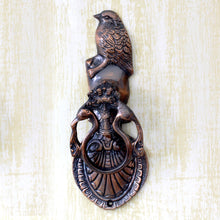 Load image into Gallery viewer, Copper Plated Brass Door Knocker Bird Shape from India - Avian Melody | NOVICA
