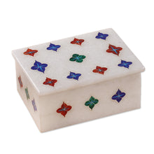Load image into Gallery viewer, Handmade Indian Marble Jewelry Box with Stone Inlay - Starry Garden | NOVICA
