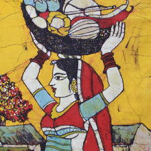 Load image into Gallery viewer, Handmade Traditional Batik Cotton Wall Hanging from India - Fresh Vegetable Vendor | NOVICA
