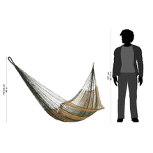 Load image into Gallery viewer, Hand Woven Single Hammock Moss Green Burnt Sienna Mexico - Mossy Mountain | NOVICA

