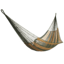 Load image into Gallery viewer, Hand Woven Single Hammock Moss Green Burnt Sienna Mexico - Mossy Mountain | NOVICA
