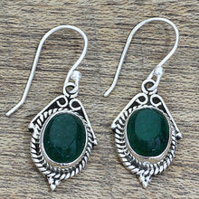 Load image into Gallery viewer, Hand Made Sterling Silver Green Onyx Dangle Earrings India - Charming Green | NOVICA
