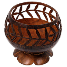 Load image into Gallery viewer, Hand Carved Coconut Shell Catchall from Indonesia - Bamboo Wraps | NOVICA
