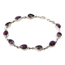 Load image into Gallery viewer, Amethyst Composite Turquoise Link Bracelet from India - Tears of India | NOVICA
