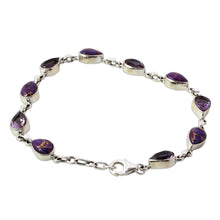 Load image into Gallery viewer, Amethyst Composite Turquoise Link Bracelet from India - Tears of India | NOVICA
