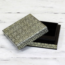 Load image into Gallery viewer, Artisan Crafted Floral Motif Weeping Willow Wood Box - Silver Bloom | NOVICA
