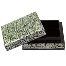 Load image into Gallery viewer, Artisan Crafted Floral Motif Weeping Willow Wood Box - Silver Bloom | NOVICA

