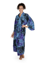 Load image into Gallery viewer, Handmade Tie Dye Blue Rayon Robe from Indonesia - Wild Blues | NOVICA
