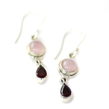 Load image into Gallery viewer, Garnet and Chalcedony Dangle Earrings from India - Crimson Droplets | NOVICA
