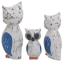 Load image into Gallery viewer, Hand Carved Wood Owl Sculptures (Set of 3) from Indonesia - Wise Family | NOVICA
