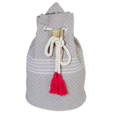 Load image into Gallery viewer, Striped Drawstring Cotton Backpack Handcrafted in Mexico - Day Trip Dream | NOVICA
