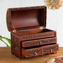 Load image into Gallery viewer, Handcrafted Wood and Leather Jewelry Box from Peru - Brave Swan | NOVICA
