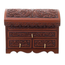 Load image into Gallery viewer, Handcrafted Wood and Leather Jewelry Box from Peru - Brave Swan | NOVICA
