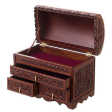 Load image into Gallery viewer, Handcrafted Wood and Leather Jewelry Box from Peru - Brave Swan | NOVICA
