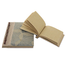 Load image into Gallery viewer, Handcrafted Pair of Rice Paper Notebooks from Indonesia - Autumn Spirit in Grey | NOVICA
