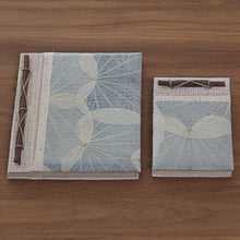 Load image into Gallery viewer, Handcrafted Pair of Rice Paper Notebooks from Indonesia - Autumn Spirit in Grey | NOVICA
