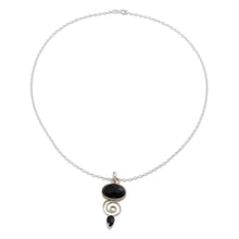 Load image into Gallery viewer, Hand Made Onyx and Sterling Silver Pendant Necklace - Romantic Journey | NOVICA
