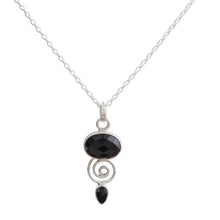 Load image into Gallery viewer, Hand Made Onyx and Sterling Silver Pendant Necklace - Romantic Journey | NOVICA
