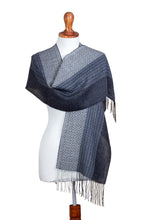 Load image into Gallery viewer, Hand Woven Baby Alpaca Silk Blend Grey Scarf from Peru - Soft Texture in Grey | NOVICA
