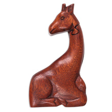 Load image into Gallery viewer, Hand Carved Giraffe Shape Wood Puzzle Box from Indonesia - Resting Giraffe | NOVICA

