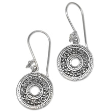 Load image into Gallery viewer, Hand Made Sterling Silver Dangle Earrings Floral Indonesia - Jepun Coins | NOVICA
