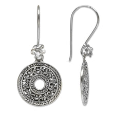 Load image into Gallery viewer, Hand Made Sterling Silver Dangle Earrings Floral Indonesia - Jepun Coins | NOVICA
