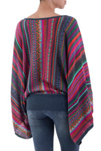 Load image into Gallery viewer, Colorful Striped Alpaca Wool Blend Sweater from Peru - Fiesta Dance | NOVICA
