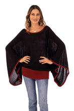 Load image into Gallery viewer, Peruvian Knit Bohemian Sweater in Black and Burgundy - Black Burgundy Dance | NOVICA
