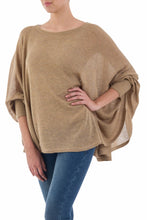 Load image into Gallery viewer, Soft Knit Bohemian Style Light Tan Drape Sweater from Peru - Coastal Breeze | NOVICA
