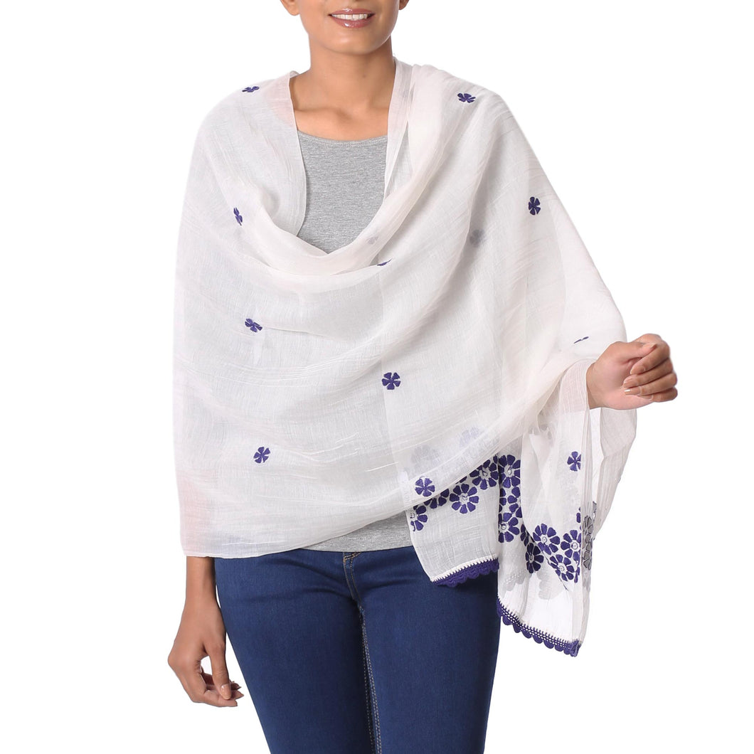 Chikan Flowers in Indigo