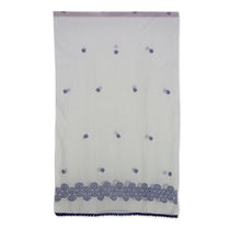 Load image into Gallery viewer, Cotton and Silk Shawl in Champagne and Indigo from India - Chikan Flowers in Indigo | NOVICA
