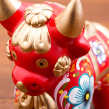 Load image into Gallery viewer, Red Painted Ceramic Bull Folk Art Sculpture - Red Pucara Bull | NOVICA
