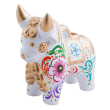 Load image into Gallery viewer, Handcrafted White Ceramic Bull Figurine from Peru - White Pucara Bull | NOVICA
