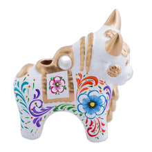 Load image into Gallery viewer, Handcrafted White Ceramic Bull Figurine from Peru - White Pucara Bull | NOVICA
